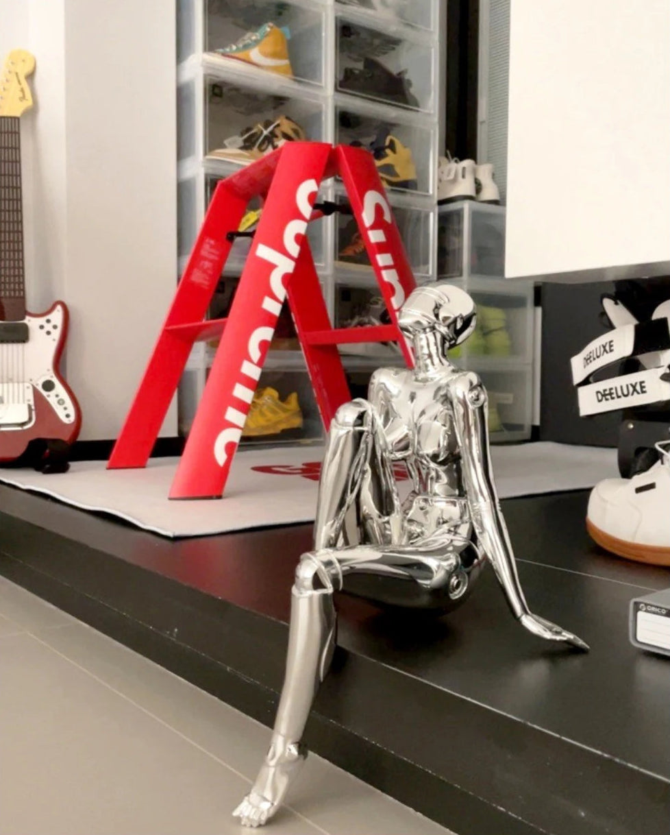 CHROME REVERIE | Seated Figure Sculpture