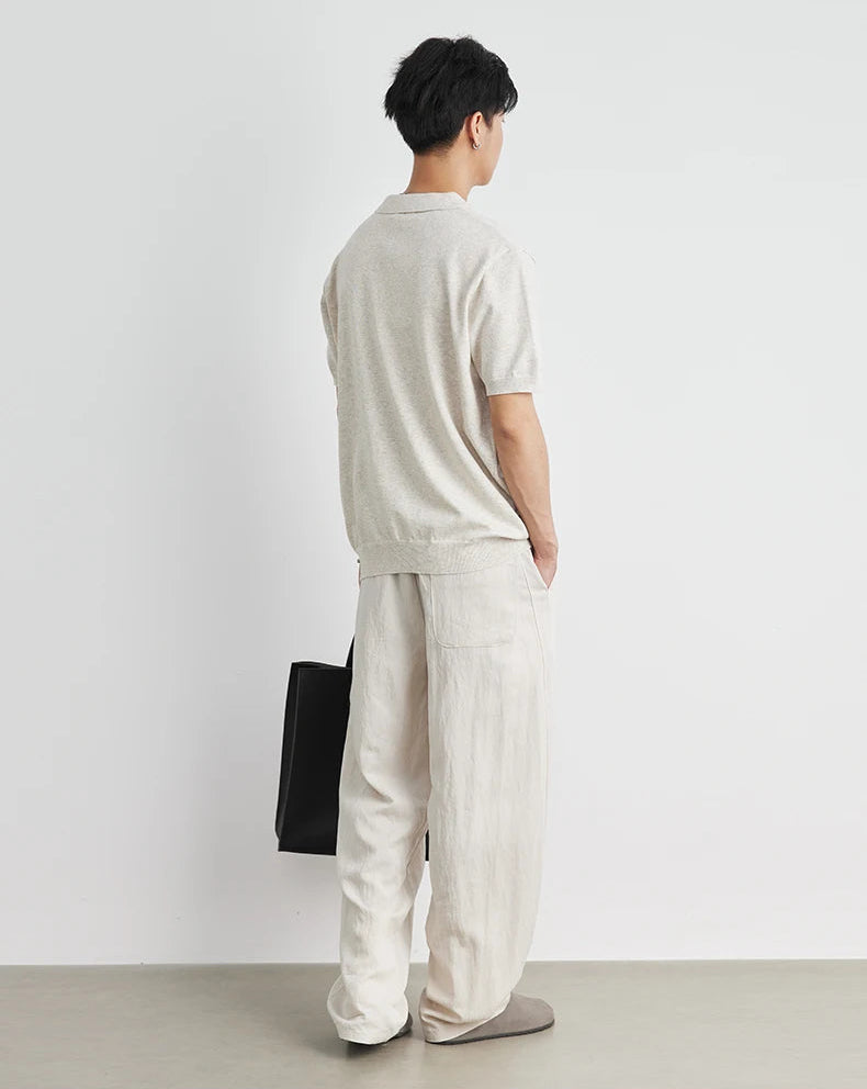 Woven Lapel Polo Shirt