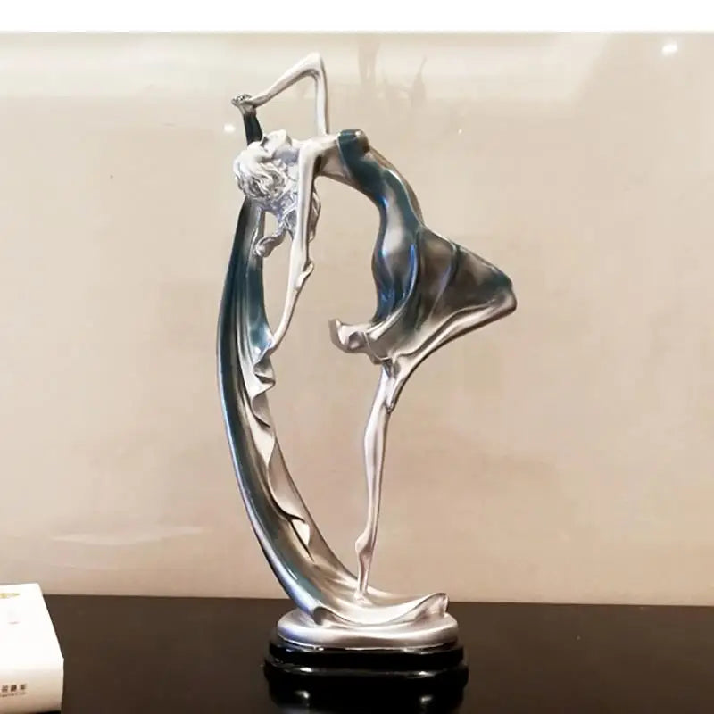 Graceful Silhouette - Gold & Silver Dancer Sculpture
