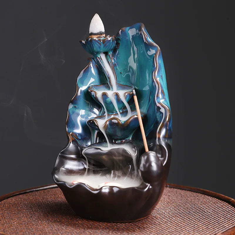 Lotus Bloom Incense Burner - Ceramic Backflow Design
