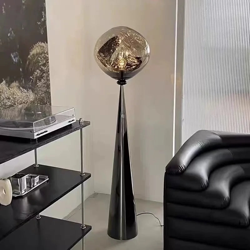 The Vulcan - Organic Form Floor Lamp with Smoke Gray Shade