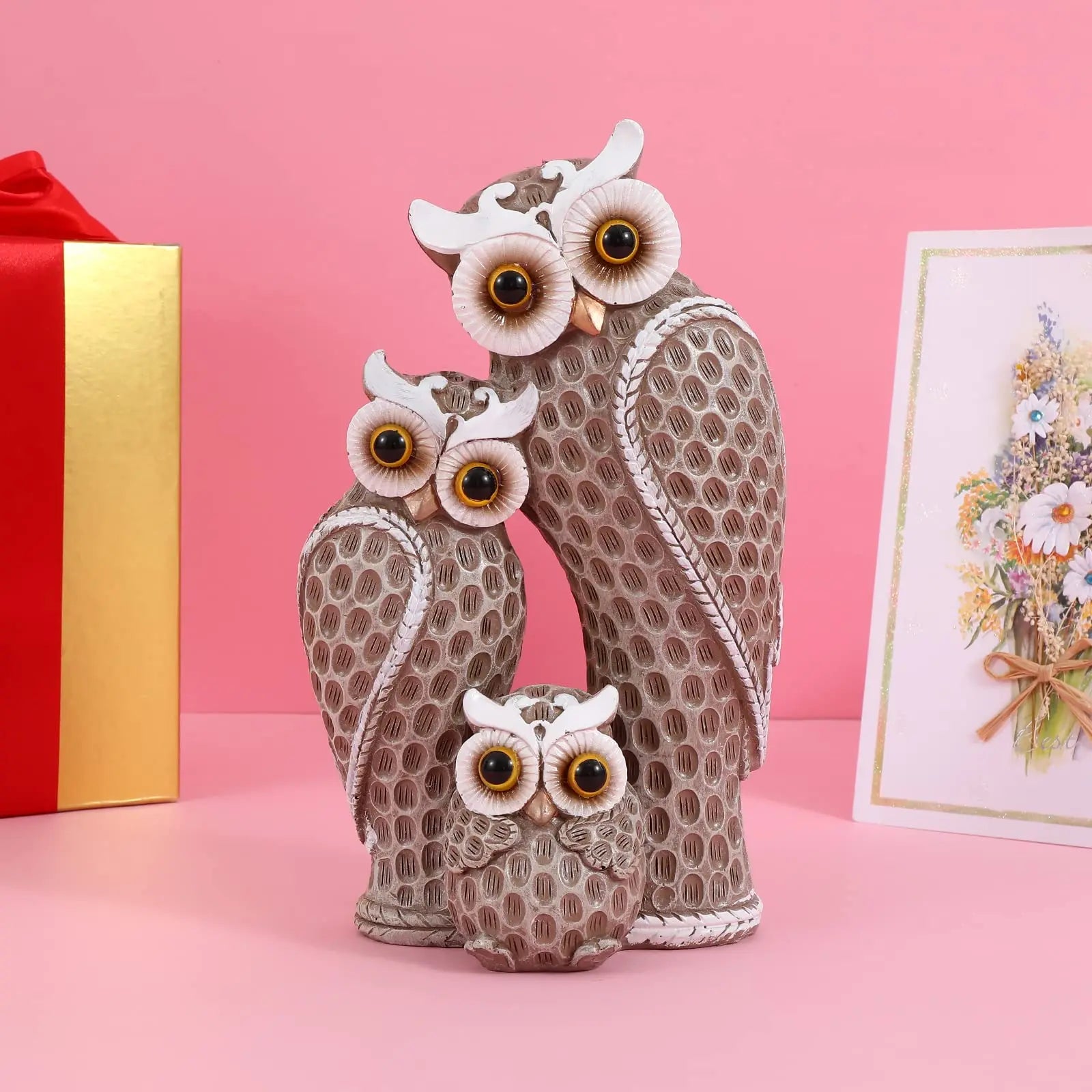 Owl Family Statue Set