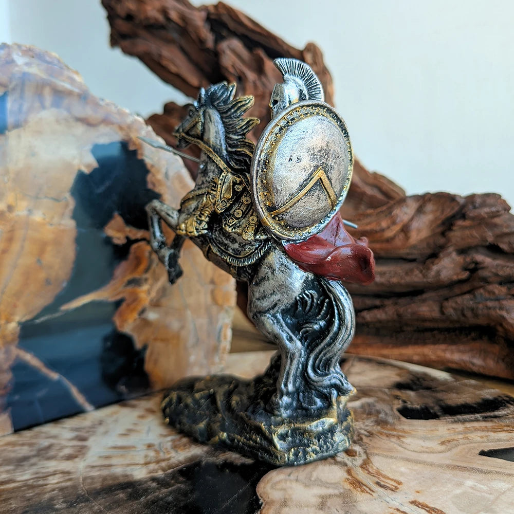 The Spartan Charge - Warrior on Rearing Horse with Spear and Shield