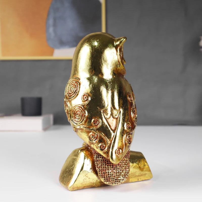The Watchful - Golden Owl Sculpture in Metallic Resin