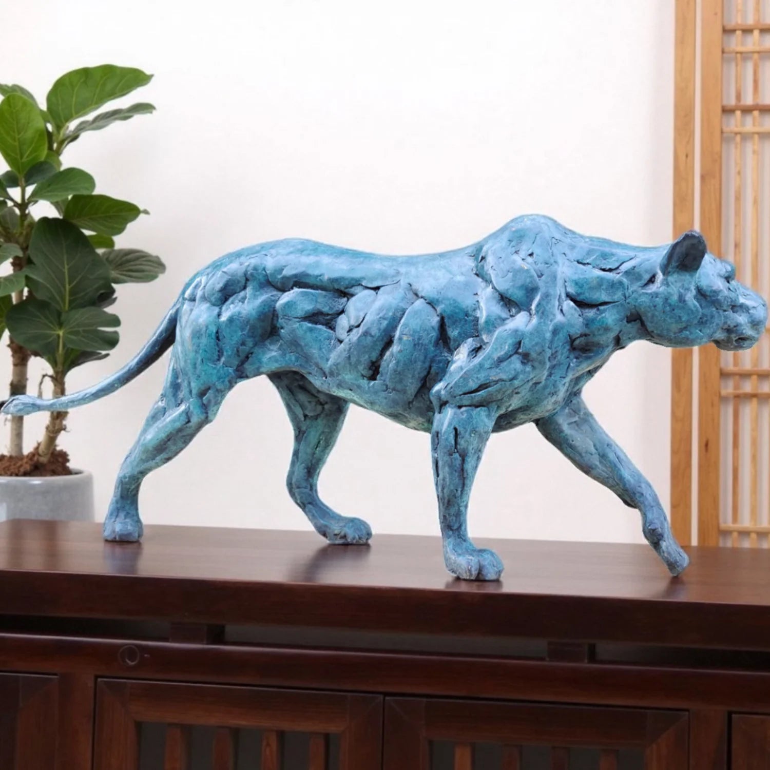 STRIDING PANTHER SCULPTURE | Oxidized Bronze