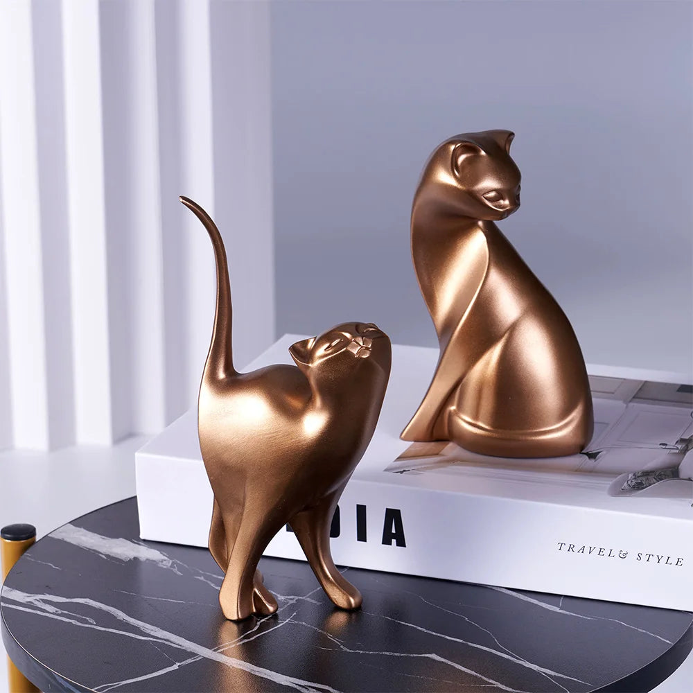 Feline Grace™ Golden Cat Sculpture Set