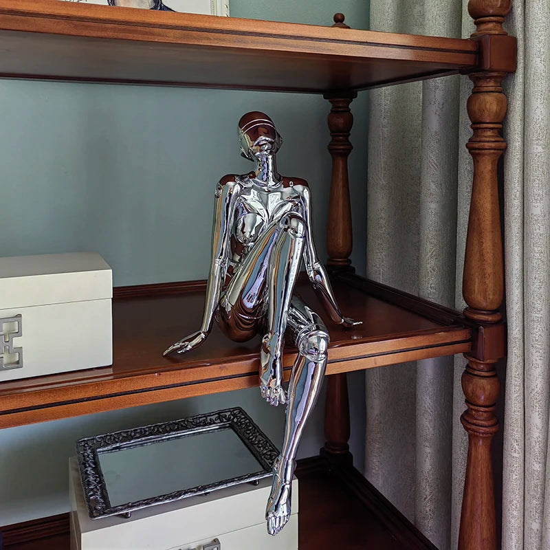 CHROME REVERIE | Seated Figure Sculpture