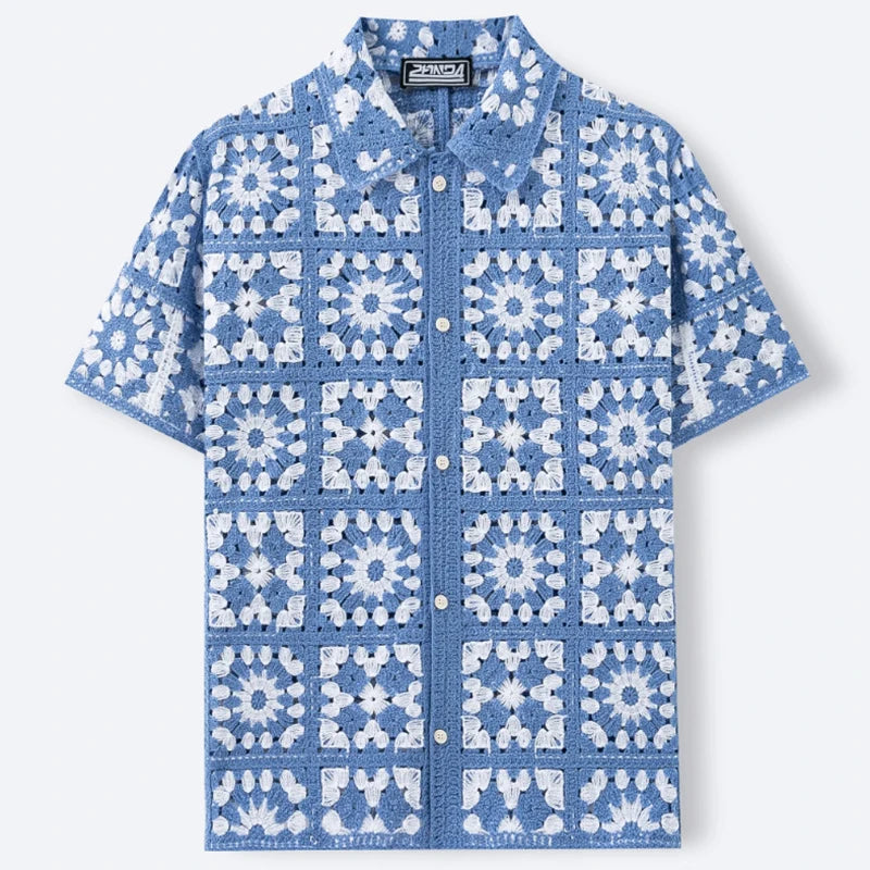 Floral Crochet Knit Shirt
