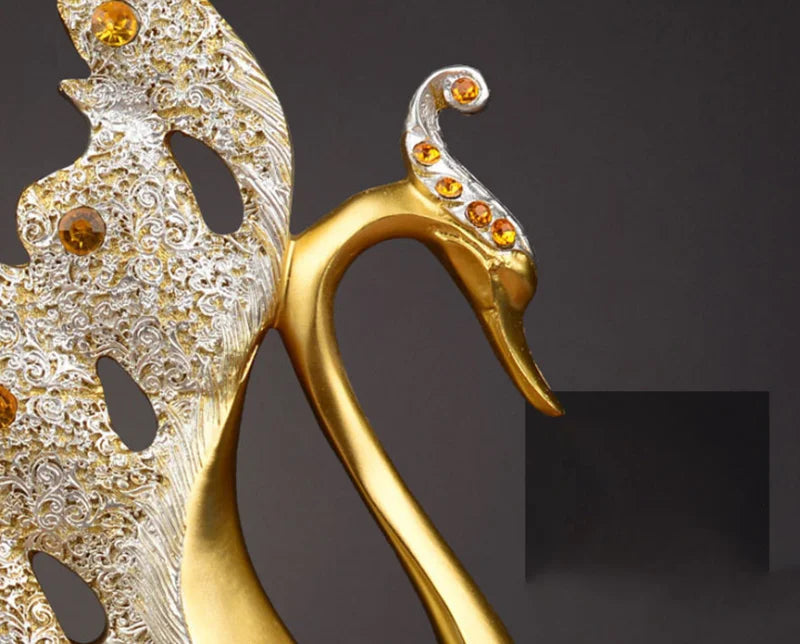 The Grace Pair - Geometric Swan Sculpture Set in Modern Resin