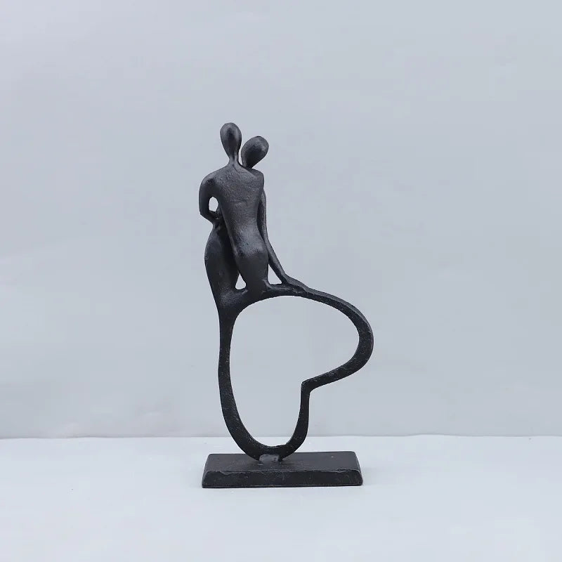 Heart Silhouette Couple Cast Iron Sculpture