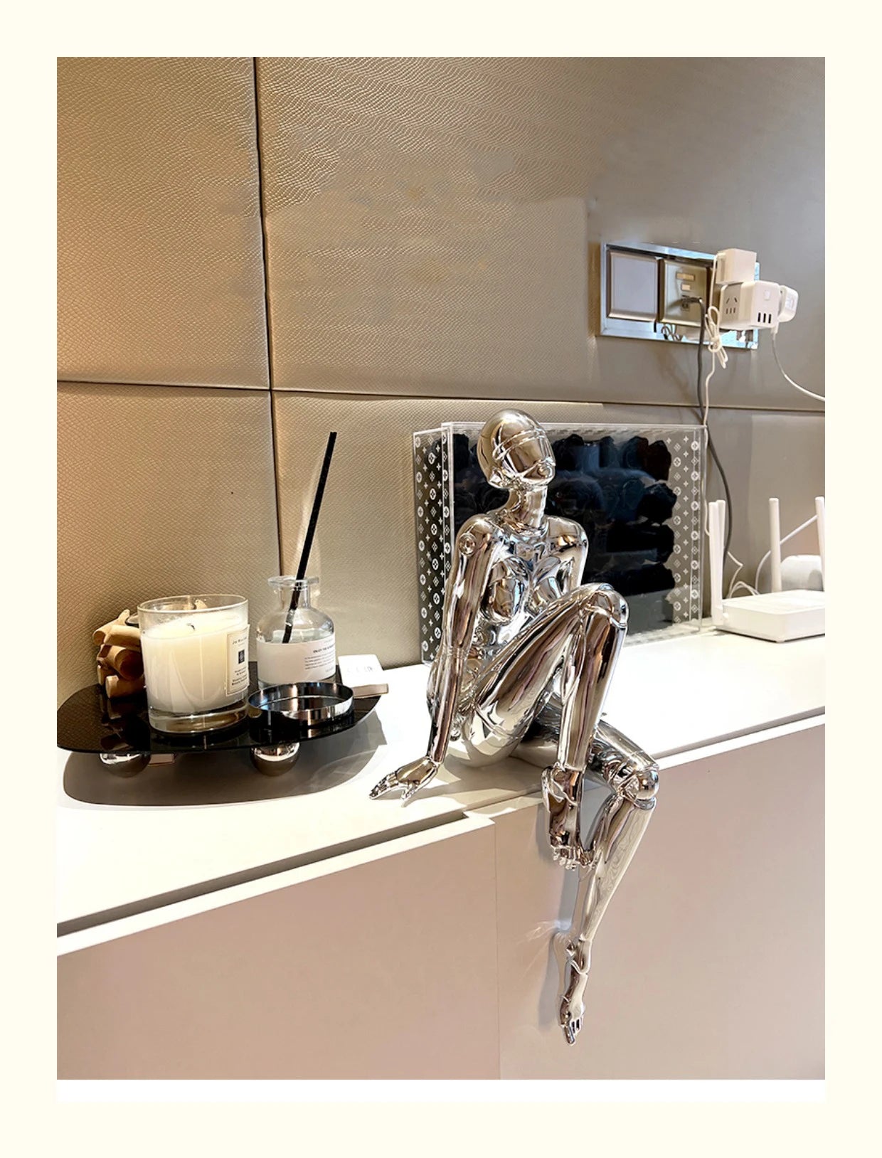 CHROME REVERIE | Seated Figure Sculpture