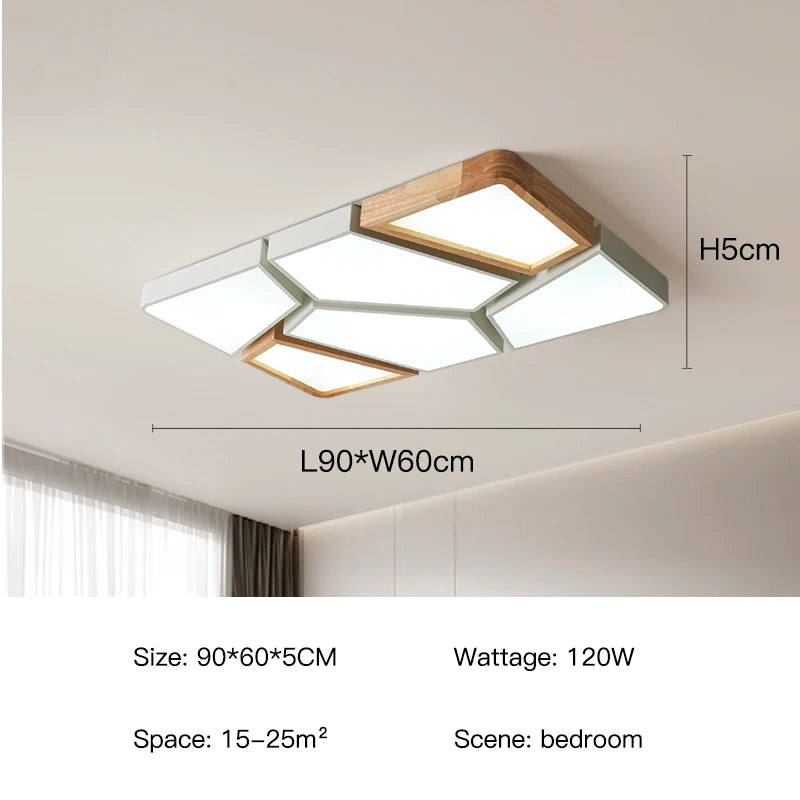 Geometra - Nordic Style Geometric Ceiling Light with Wood Finish