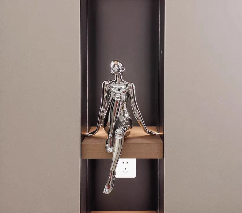 CHROME REVERIE | Seated Figure Sculpture