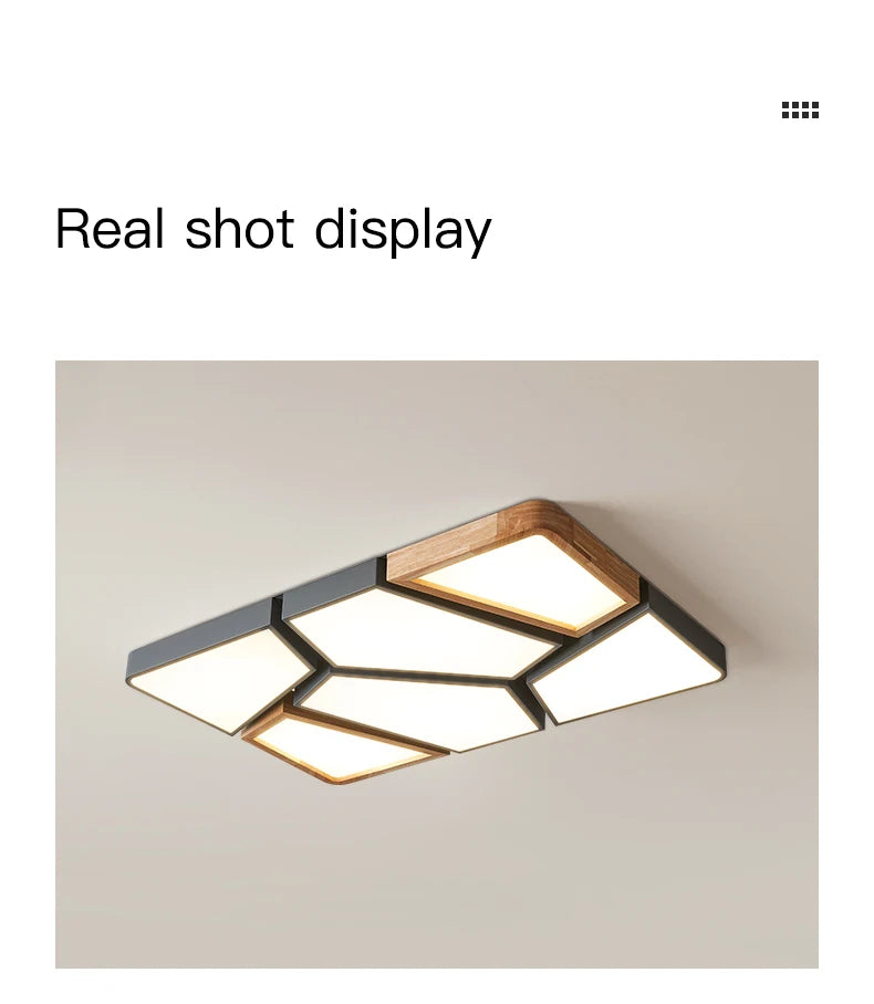 Geometra - Nordic Style Geometric Ceiling Light with Wood Finish