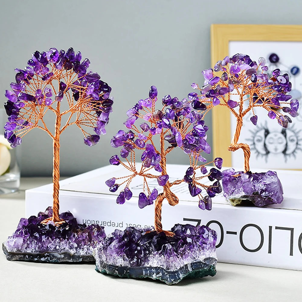 The Amethyst Grove - Wire-Wrapped Crystal Tree on Natural Base
