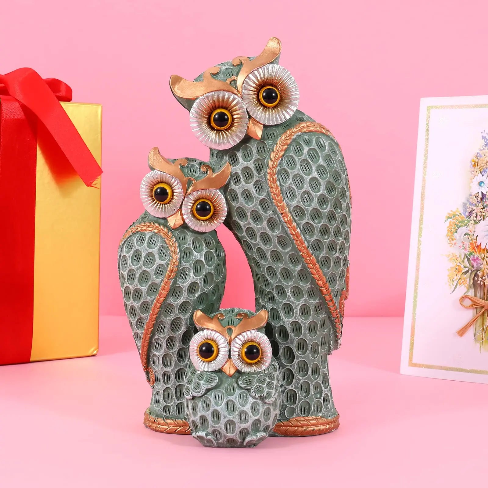 Owl Family Statue Set