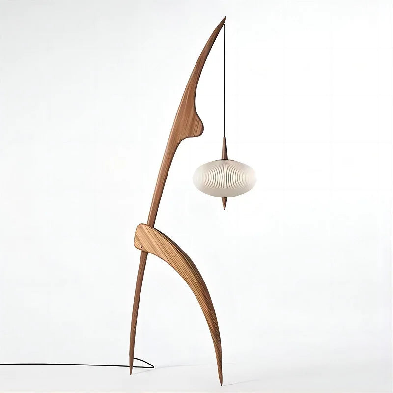 Walnut Wood Japanese-Style Floor Lamp