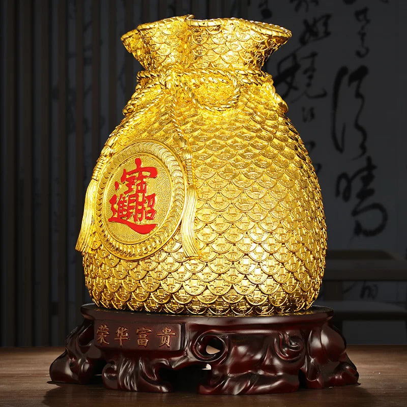 WEALTH VESSEL | Golden Money Bag Sculpture