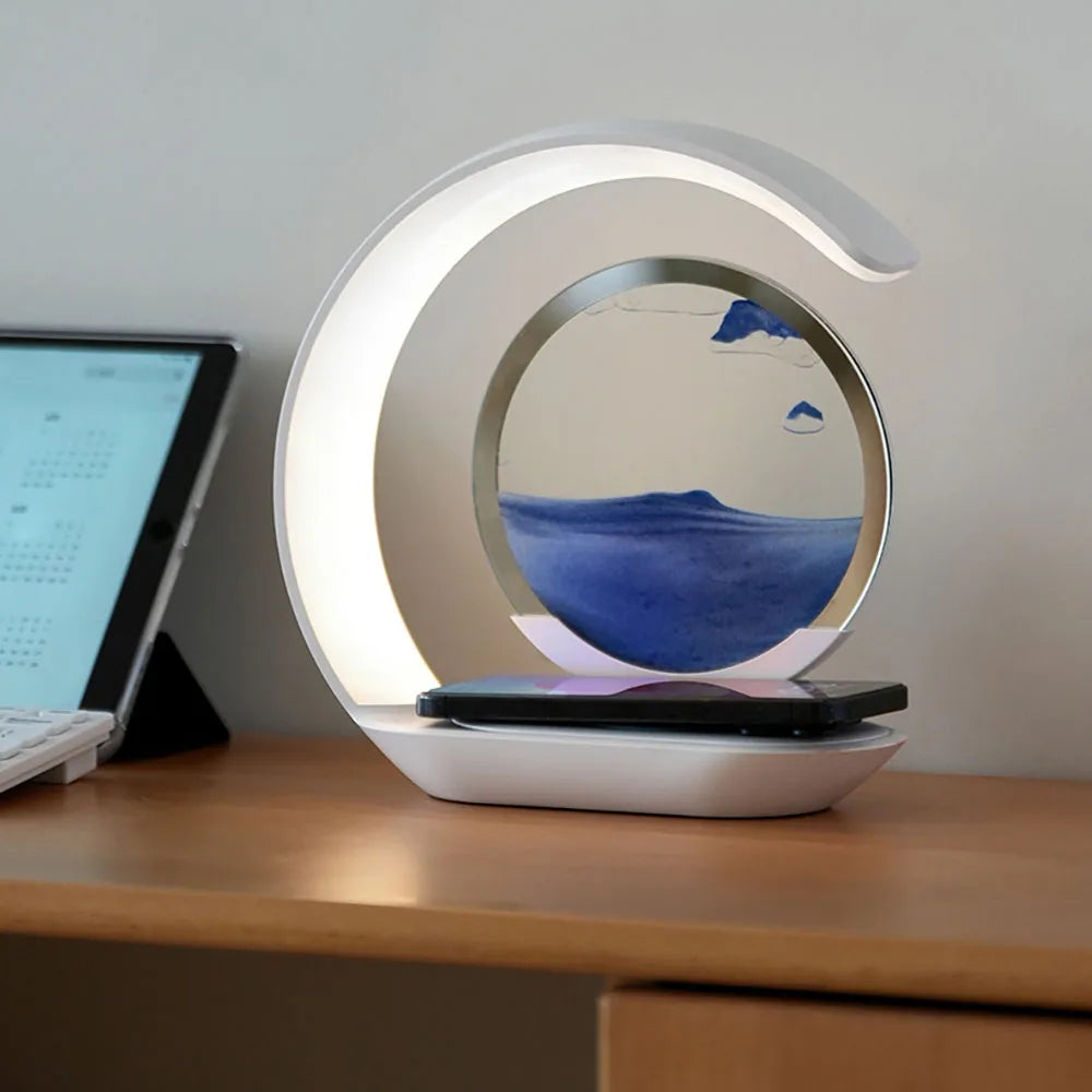 ZenFlow™ Wireless Charging Hourglass Lamp