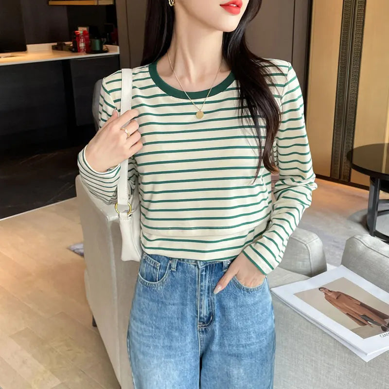 Cotton Striped Nursing Tee