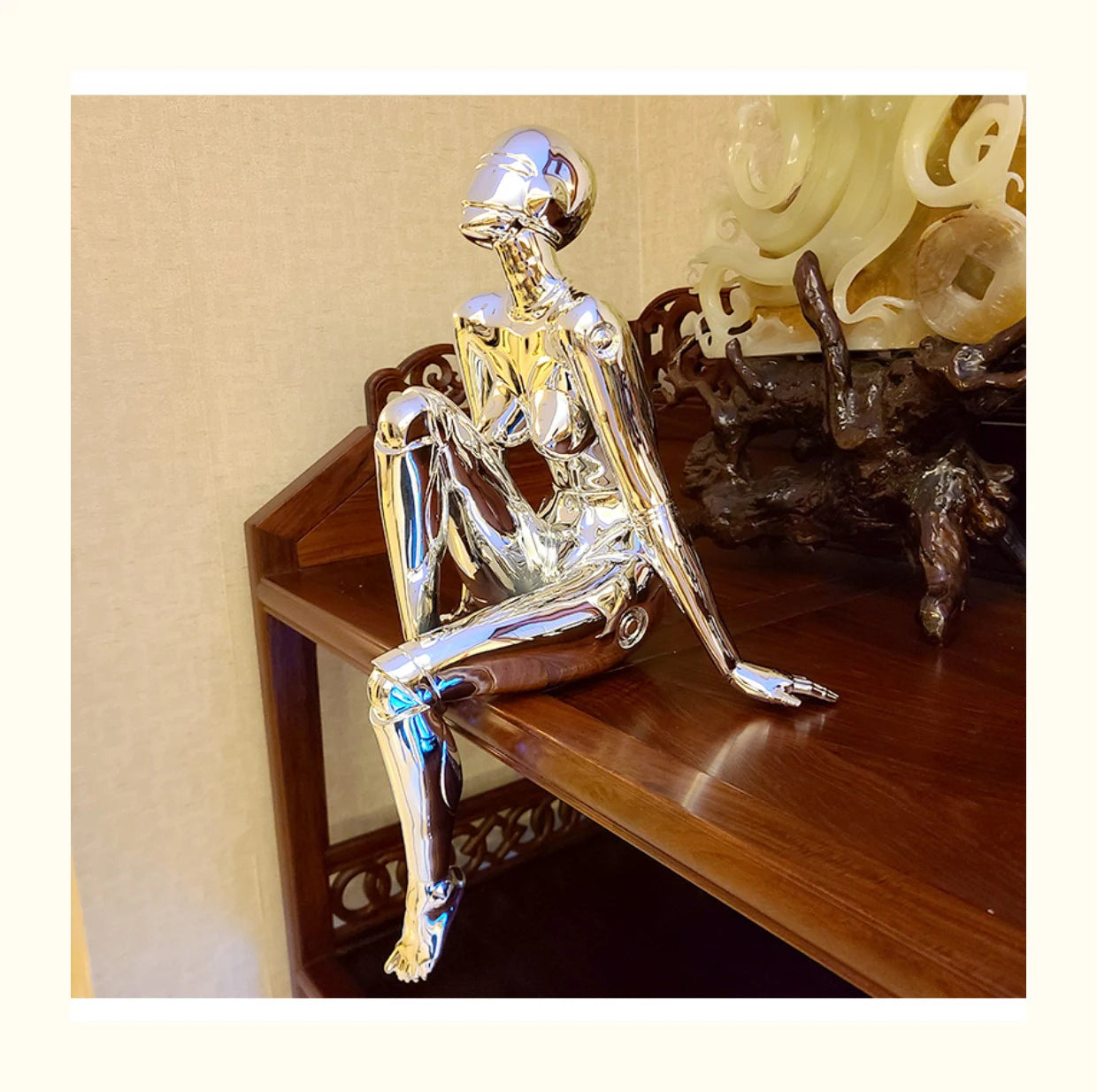 CHROME REVERIE | Seated Figure Sculpture