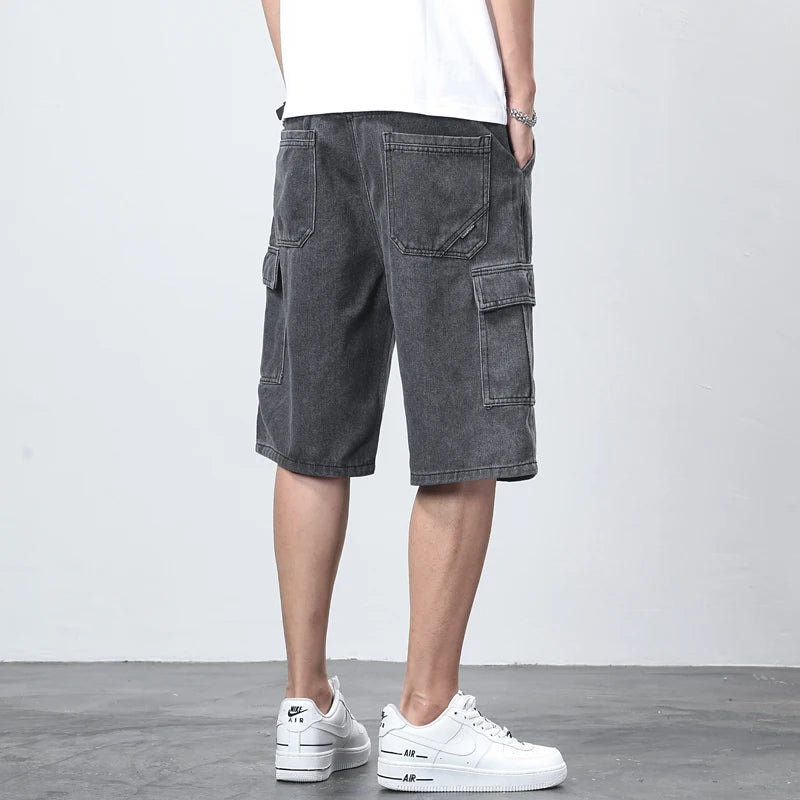 Shorts da denim cun stretch relaxà