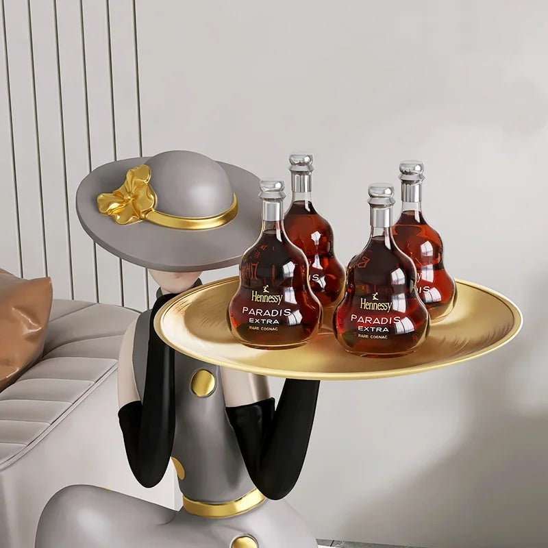 Fashion Figure Floor Sculpture with Tray