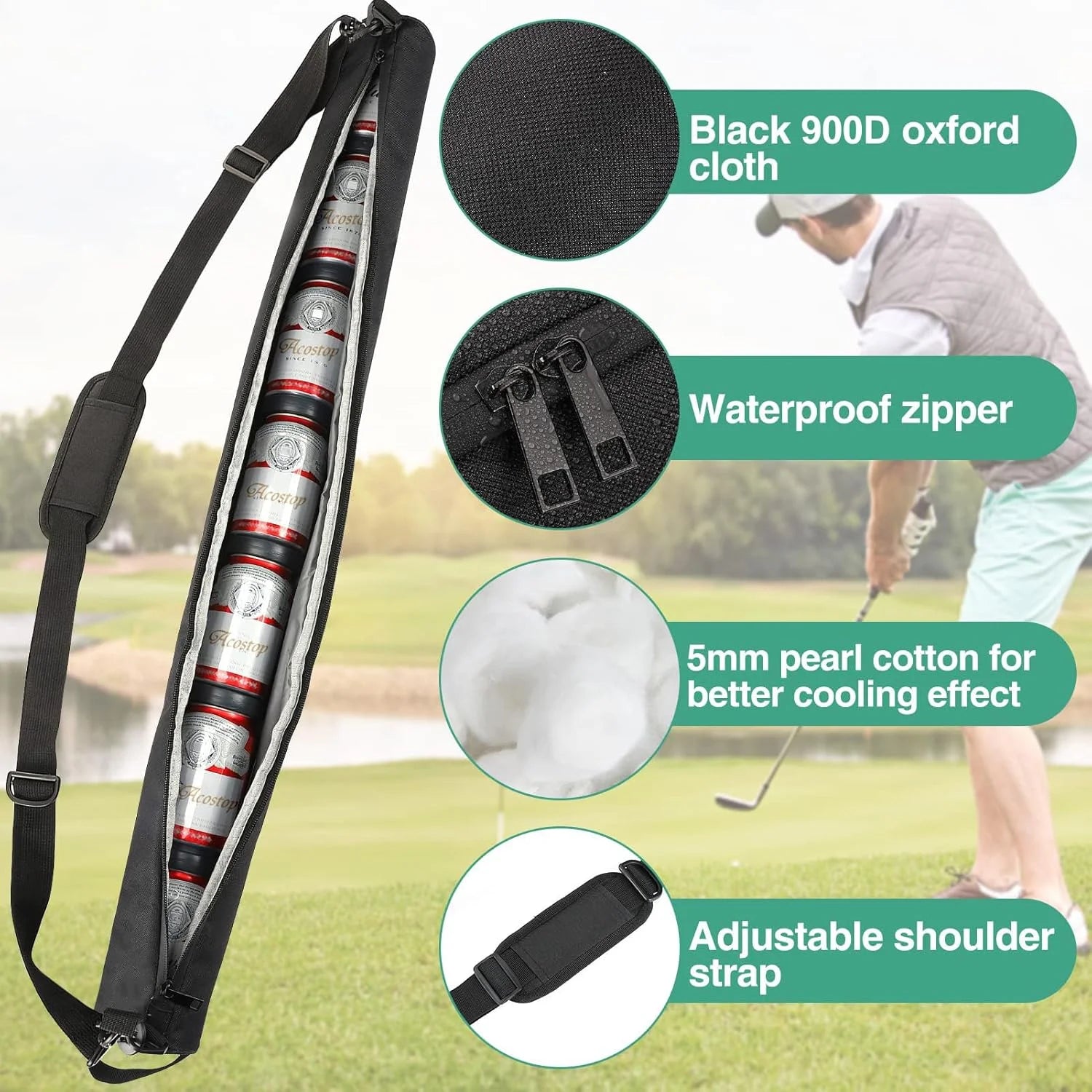 Beer Cooling Sleeve For Golf Bag