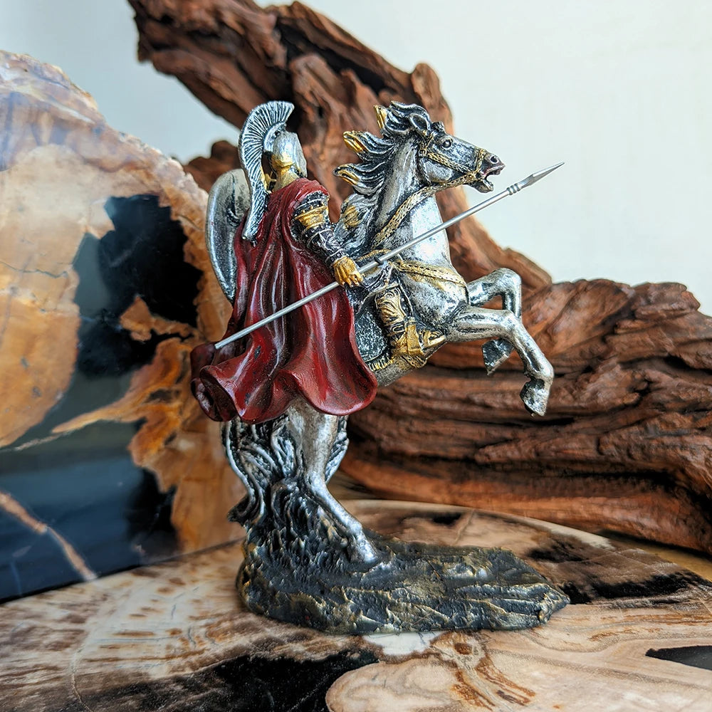 The Spartan Charge - Warrior on Rearing Horse with Spear and Shield