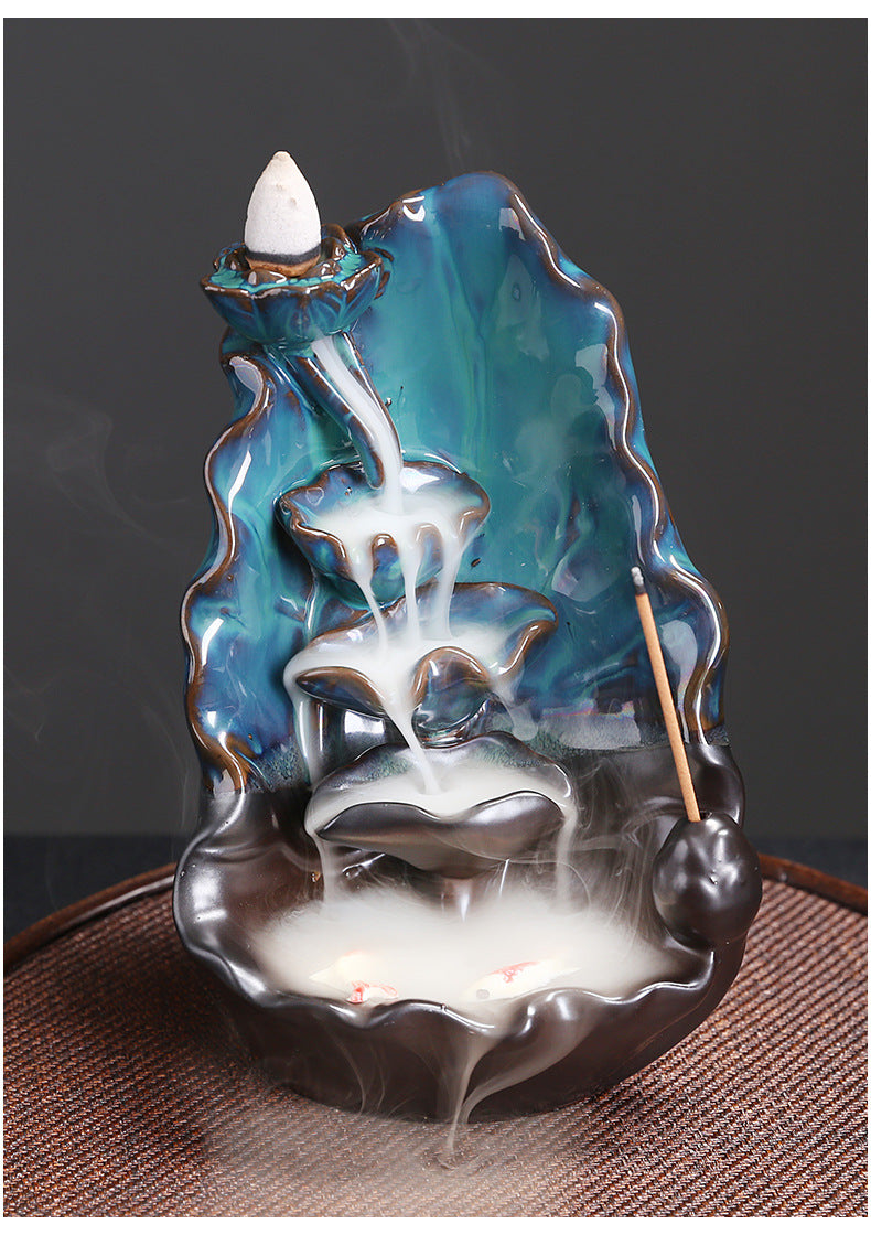 Lotus Bloom Incense Burner - Ceramic Backflow Design