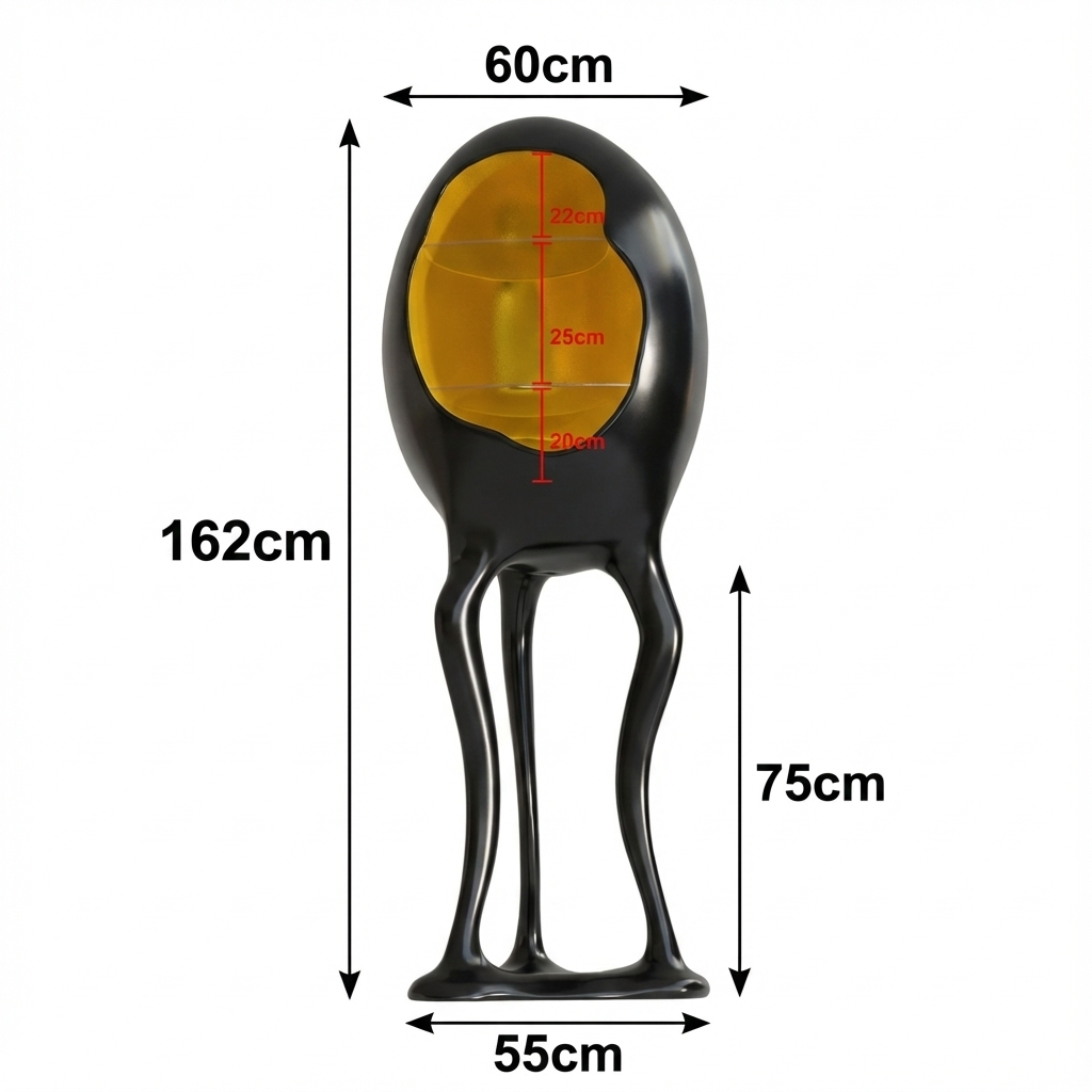 Surreal Menagerie - Sculptural Wine Cabinet with Gold Interior