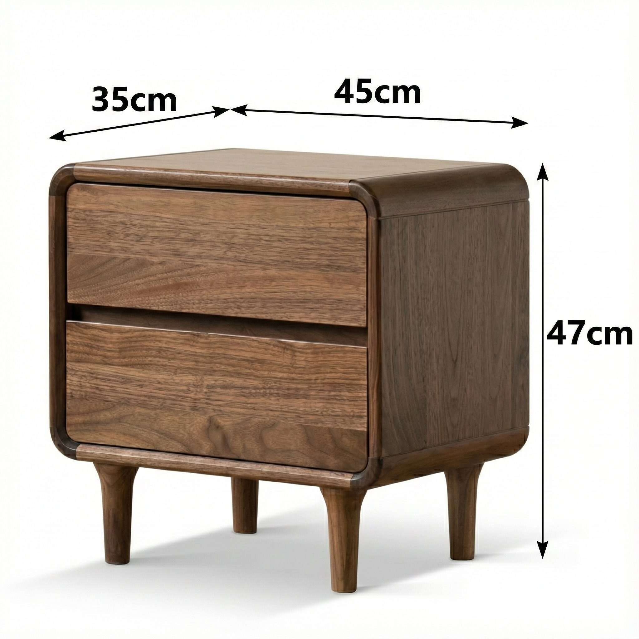 Nordic Walnut - Two-Drawer Nightstand in Solid Walnut