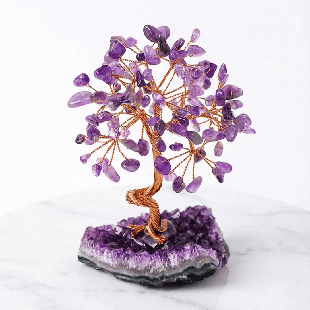 The Amethyst Grove - Wire-Wrapped Crystal Tree on Natural Base
