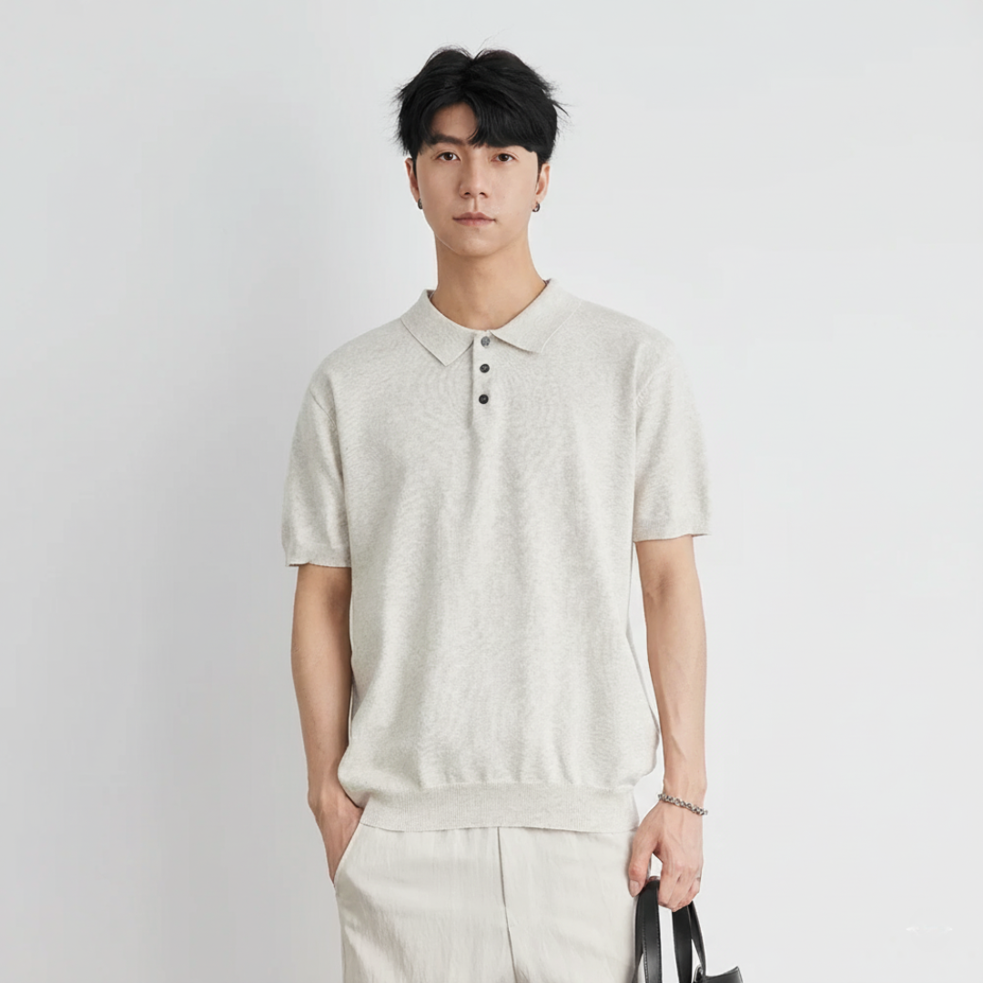 Woven Lapel Polo Shirt