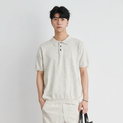 Woven Lapel Polo Shirt