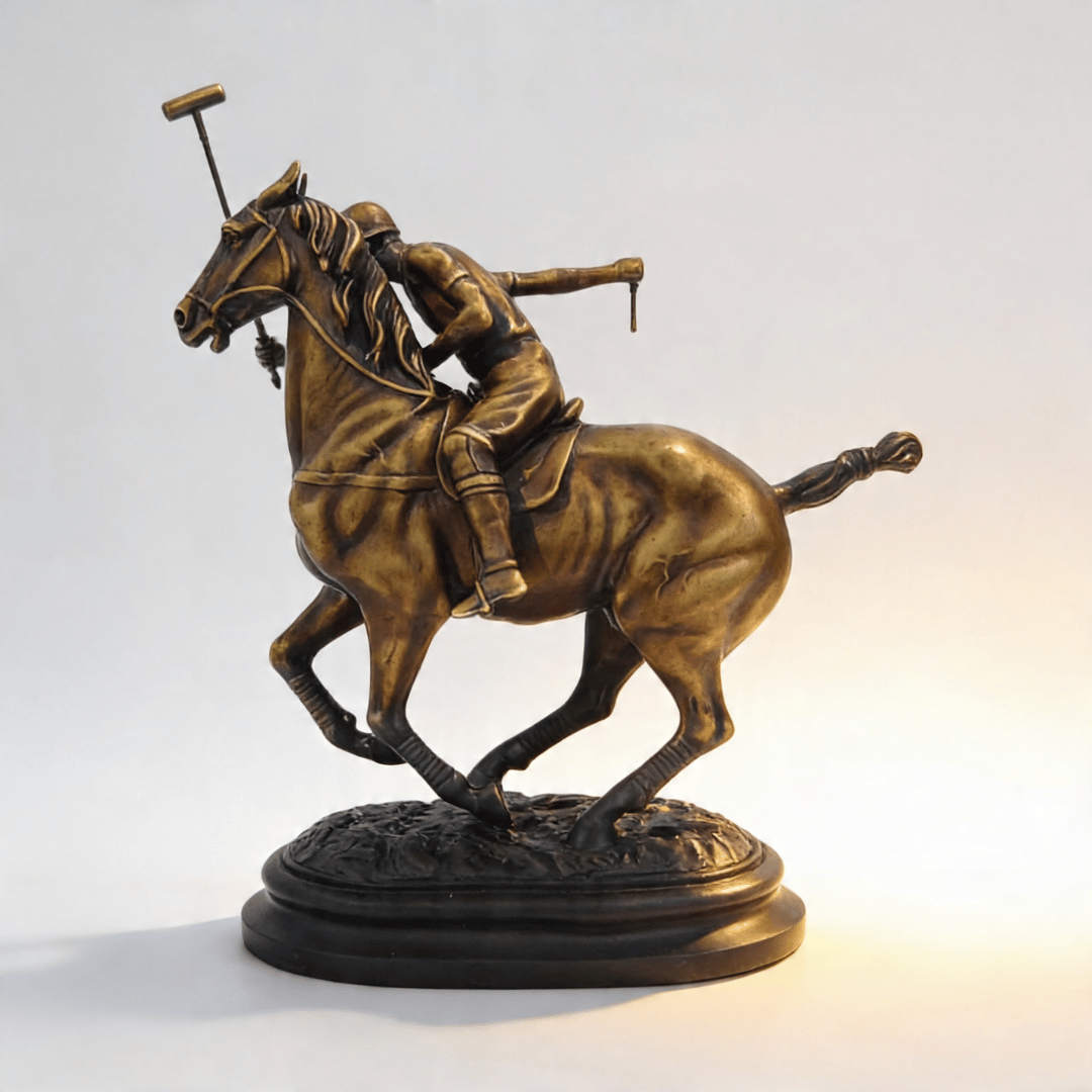 Bronze Polo Player on Horseback Sculpture