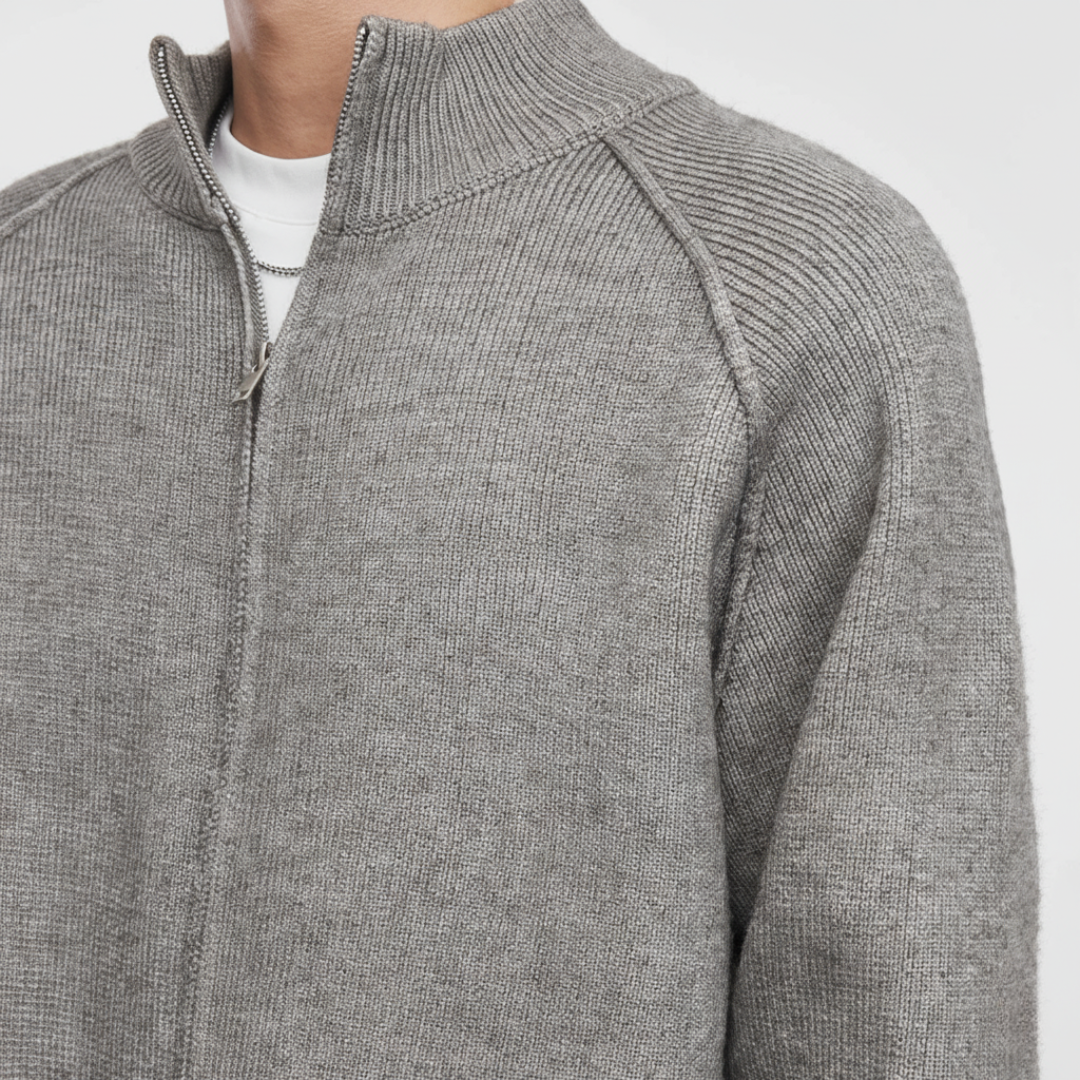 Collar Knitted Zipper Cardigan