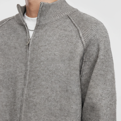 Collar Knitted Zipper Cardigan