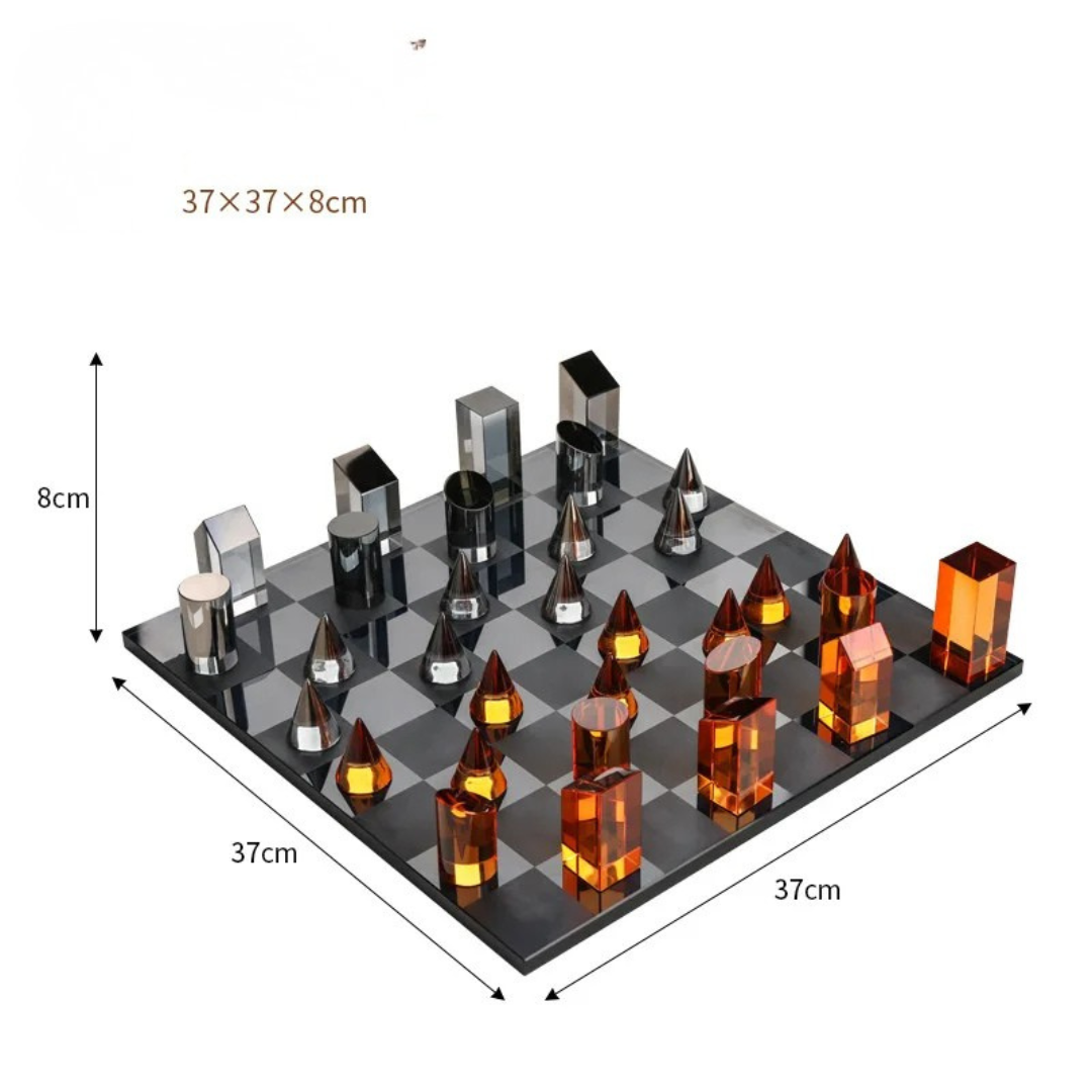 Geometric Crystal Chess Set Display