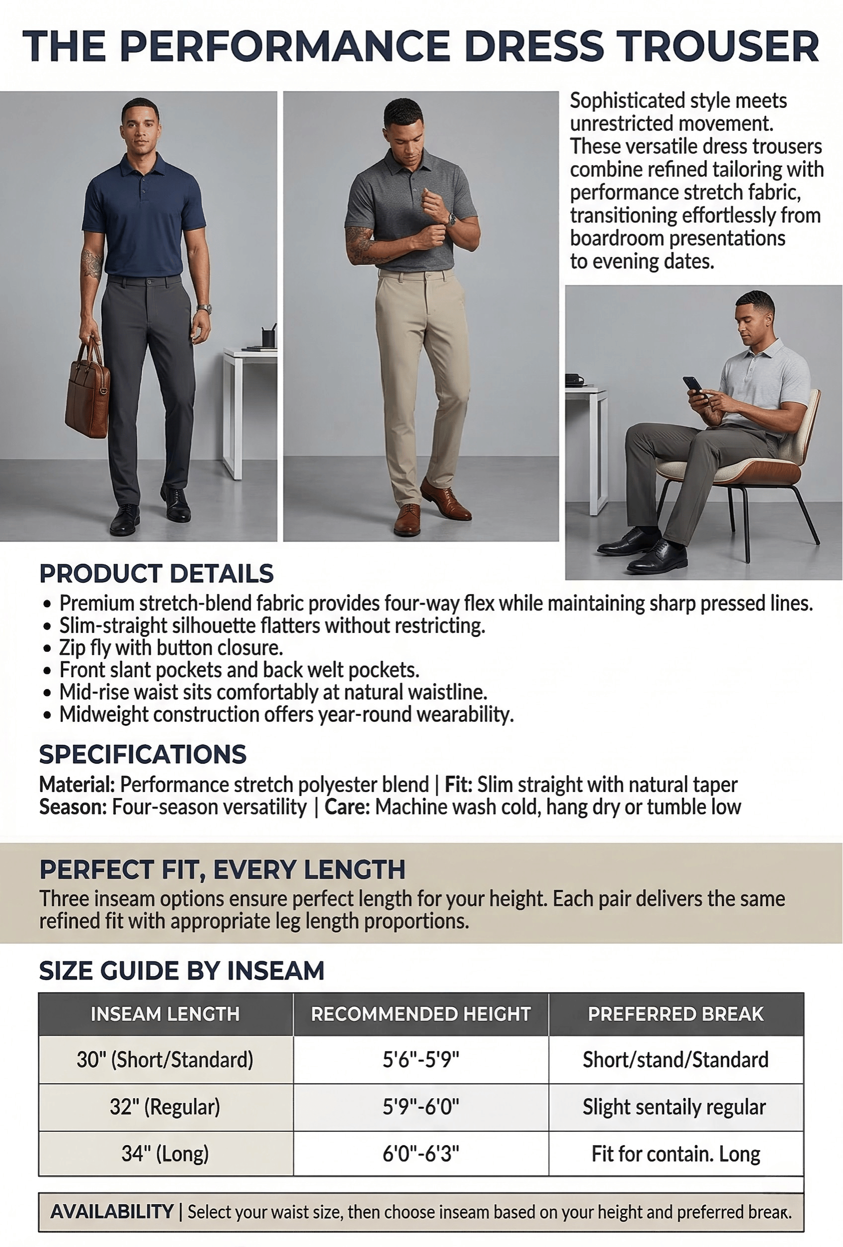 Performance Tailored Dress Trousers
