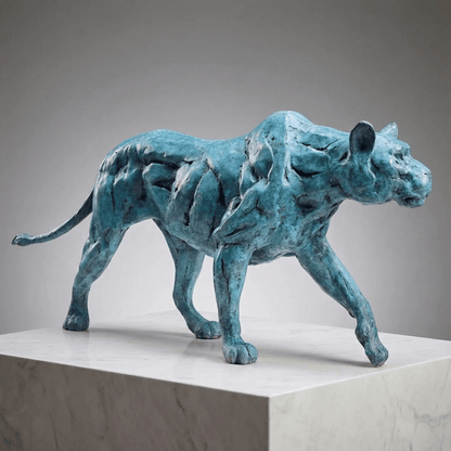 STRIDING PANTHER SCULPTURE | Oxidized Bronze