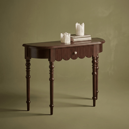 Semicircular Solid Wood Entryway Console Table