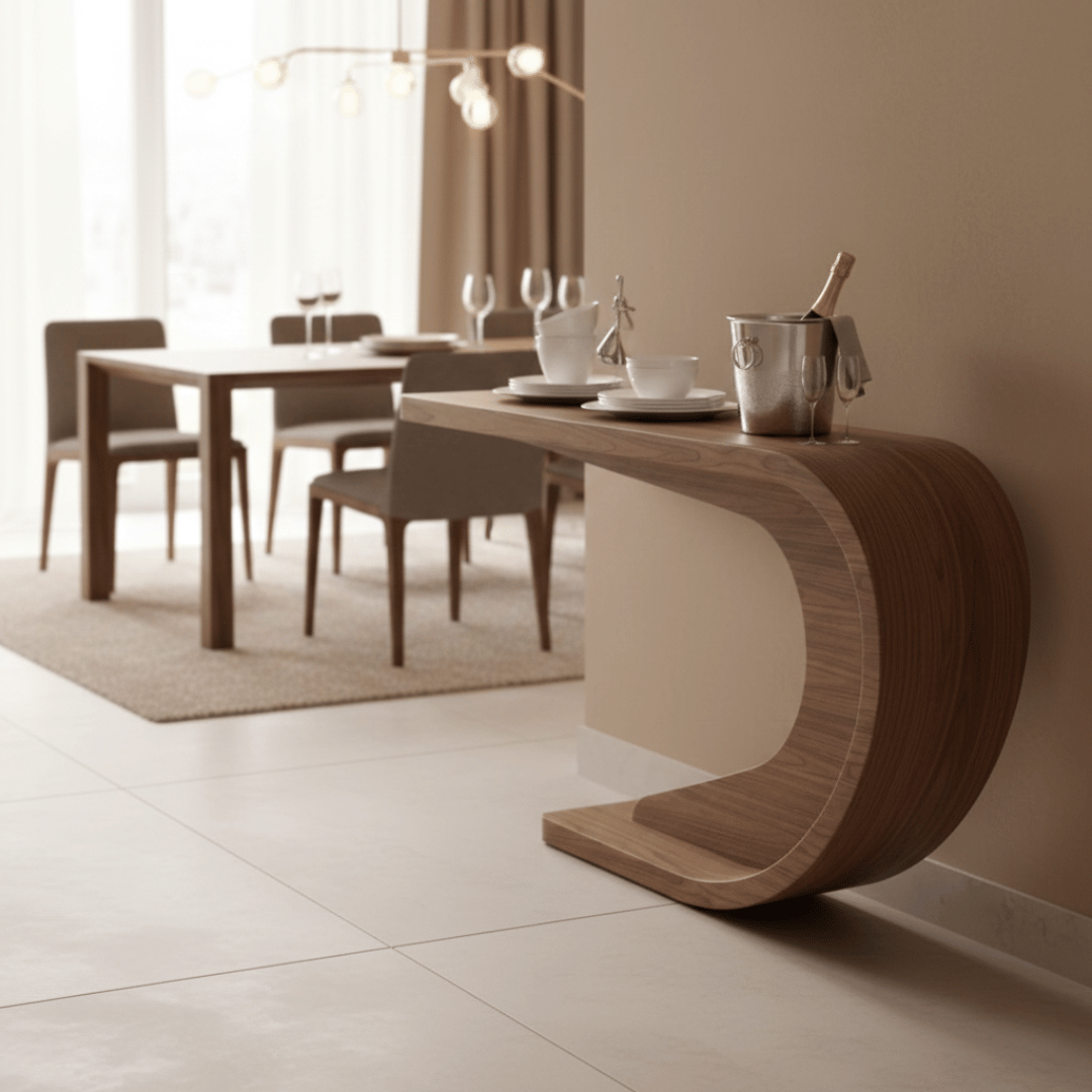 The Ribbon - Sculptural Walnut Console Table