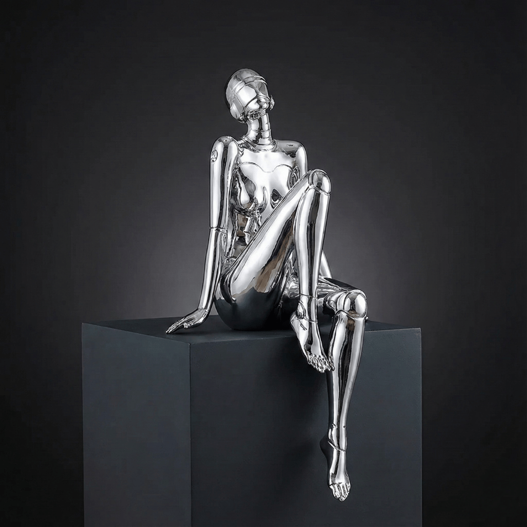 CHROME REVERIE | Seated Figure Sculpture
