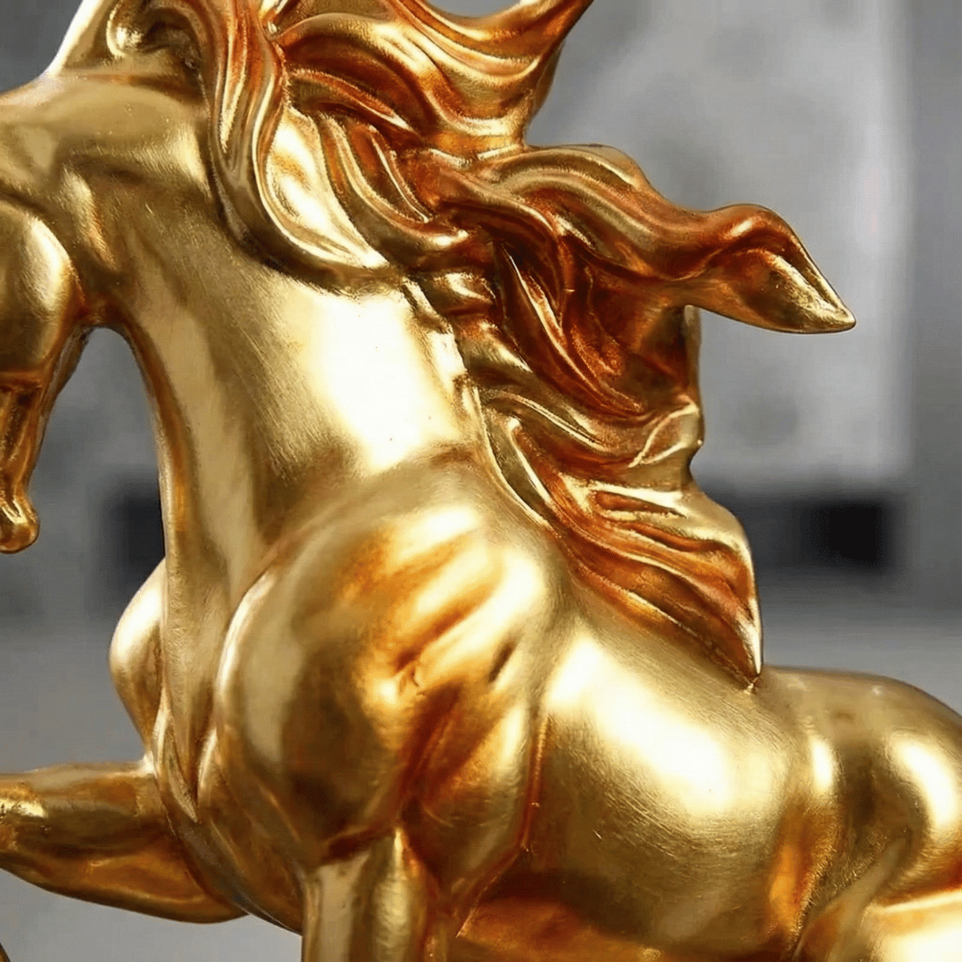 GALLOPING HORSE WITH TREASURE COINS | 14-Inch Brass Feng Shui Sculpture