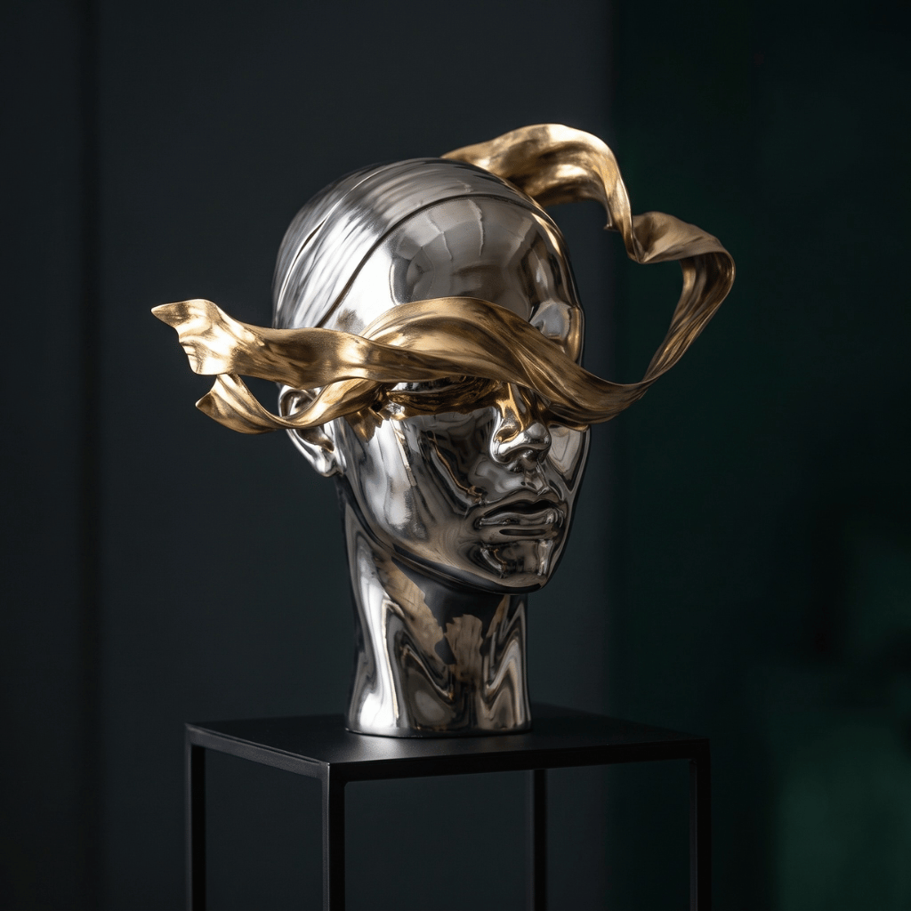 Silver Electroplated Flowing Portrait Sculpture