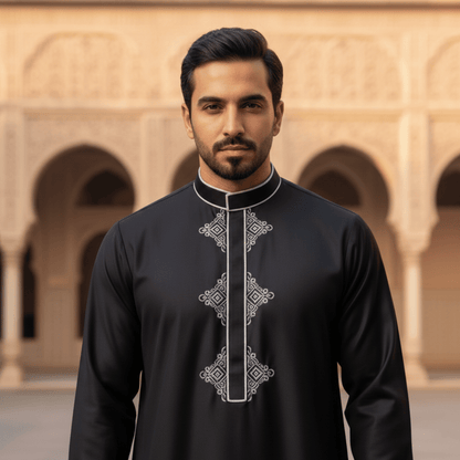 Moseles Men’s Embroidered Jubba Thobe – Long Sleeve