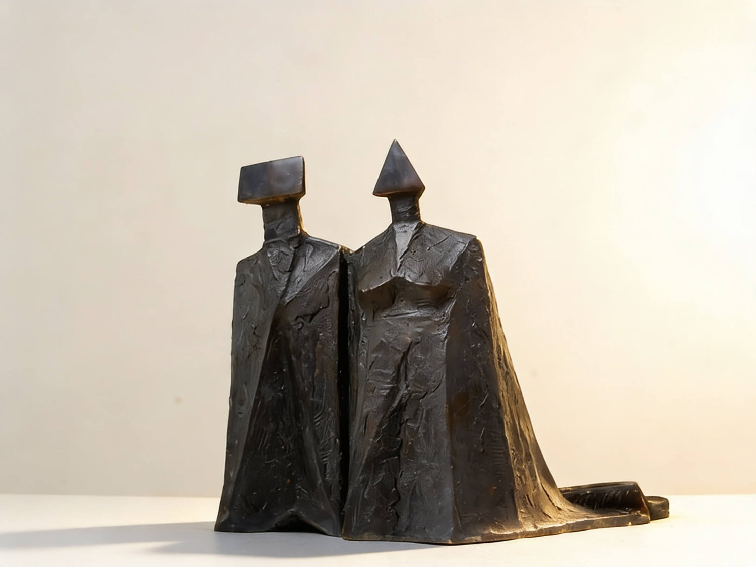 Abstract Cloaked Figures Bronze Sculpture