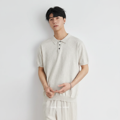 Woven Lapel Polo Shirt