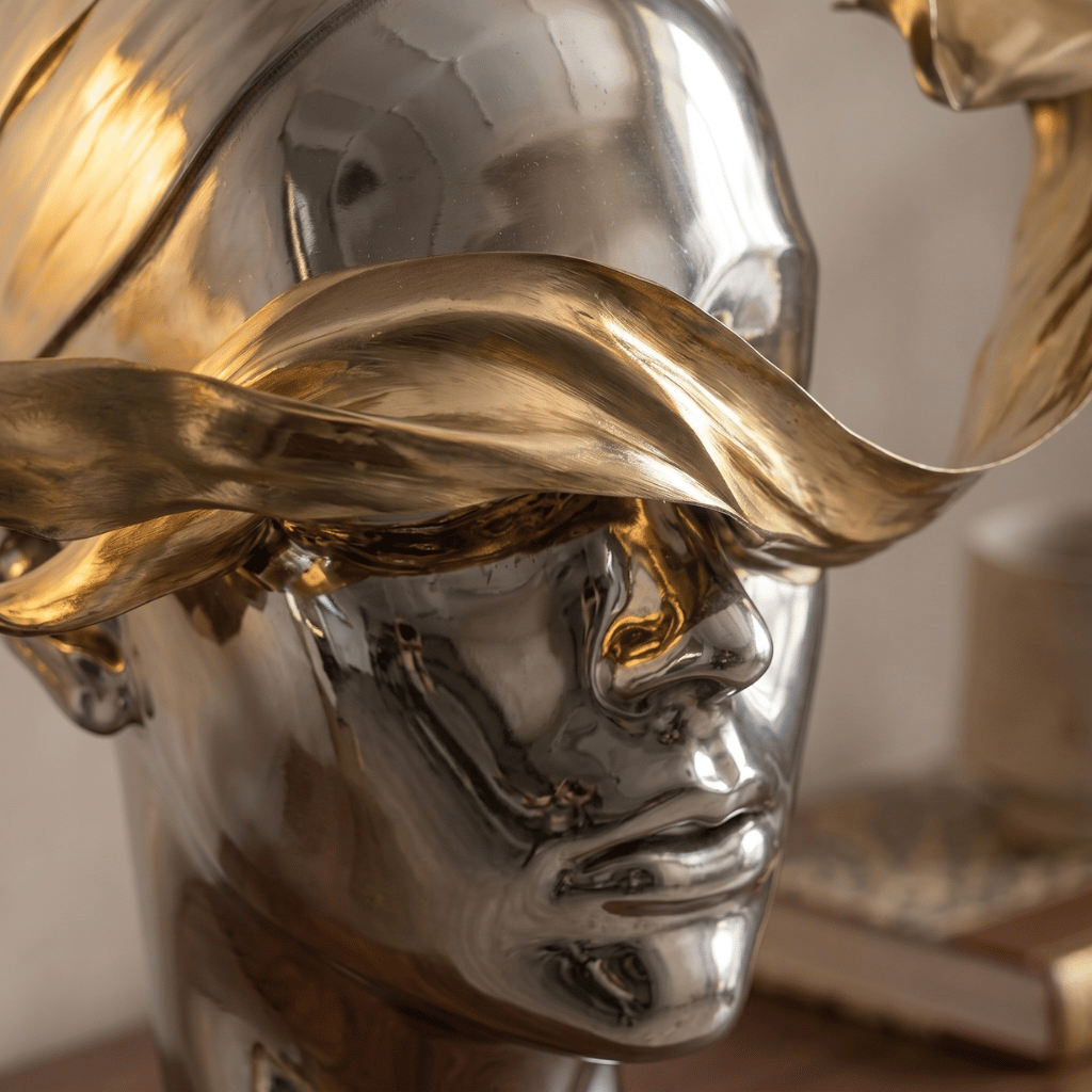 Silver Electroplated Flowing Portrait Sculpture